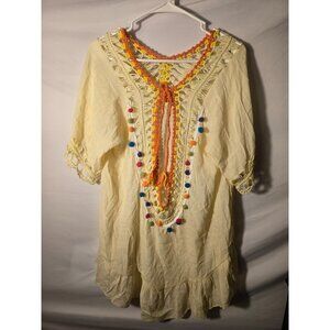 Bohemian Boho Vibes Colorful Swimsuit CoverUp Womens Size Large L Fun Festive